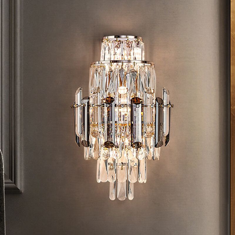 Geometric Shape Crystal Wall Sconces Modern Multi-Lights Wall Mount Light Fixture in Gold
