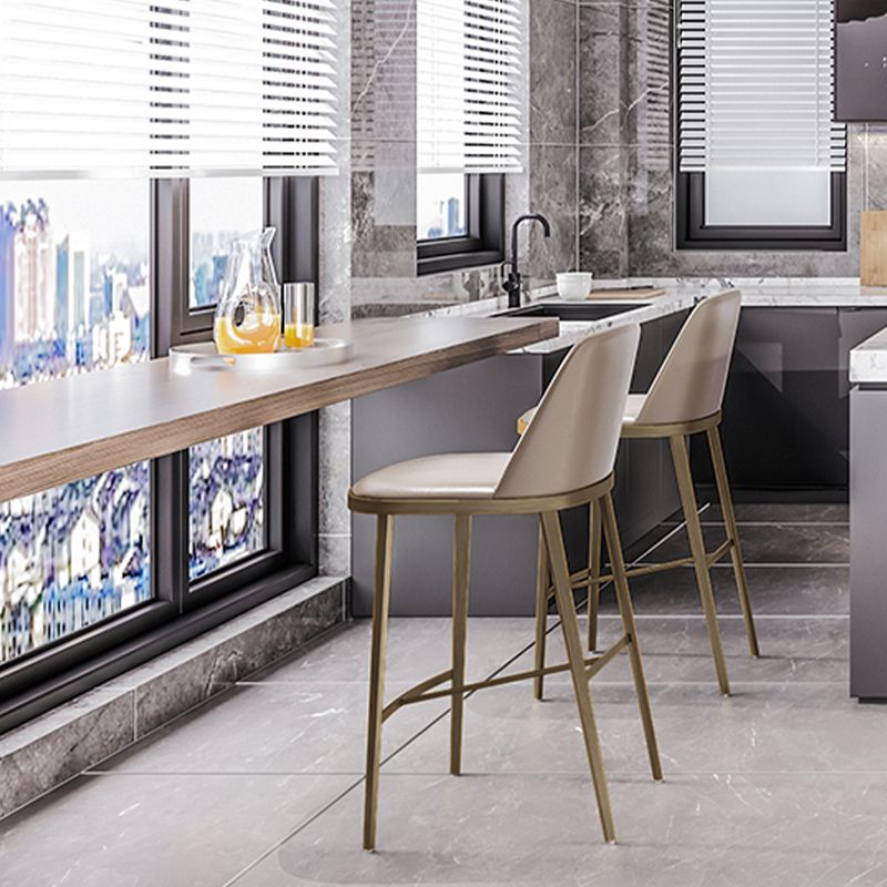 Glam Leather Bar Stool Backrest Gold Frame Counter Stool for Bristol