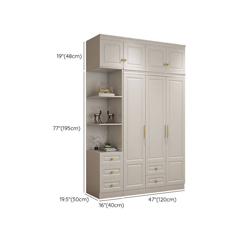 Manufactured Wood White Wardrobe for Home Modern Cabinet with Drawers