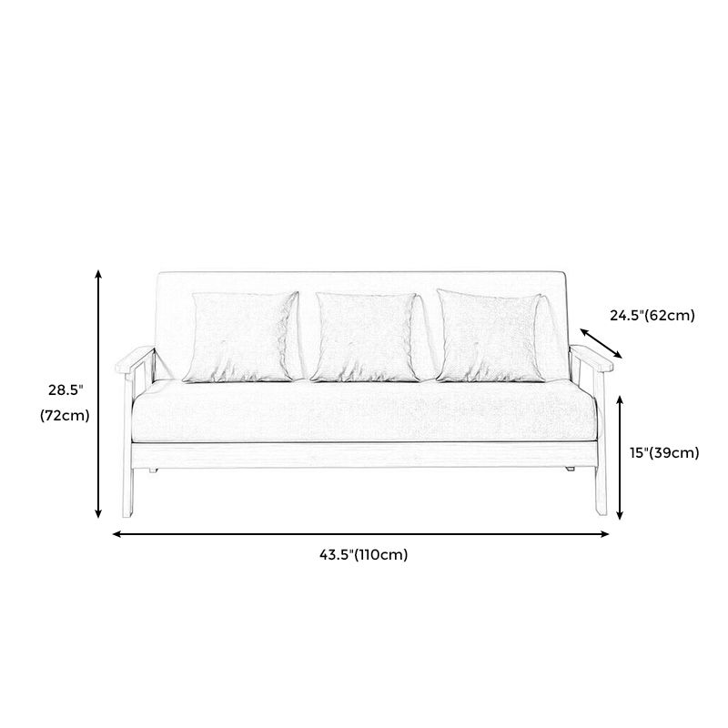Fabric Square Arm Slipcovered 2/3 Seat Sofa Solid Color Sofa for Apartment
