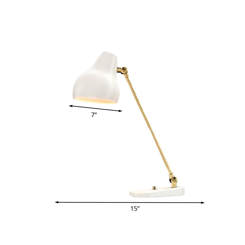 Modern Urn Table Lighting Metal LED Bedside Rotatable Reading Book Lamp in White and Gold