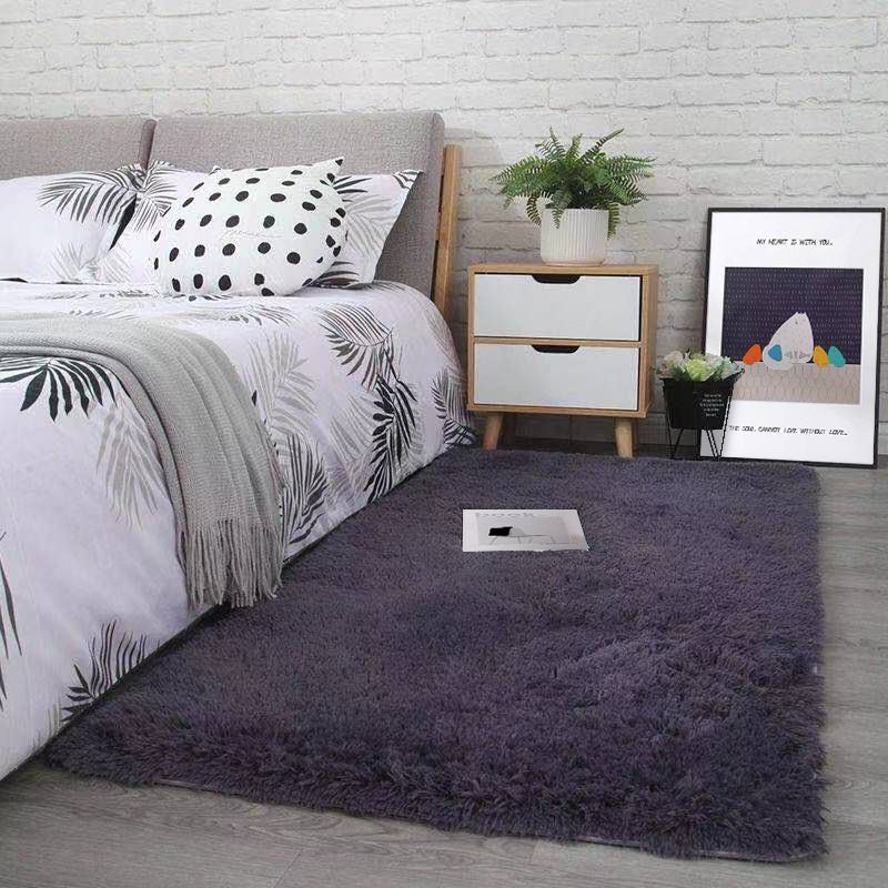 Fancy Grau Area Teppich Feste Farbe Polyester Fläche Rug Plüsch Easy Care Teppich für Wohnkultur