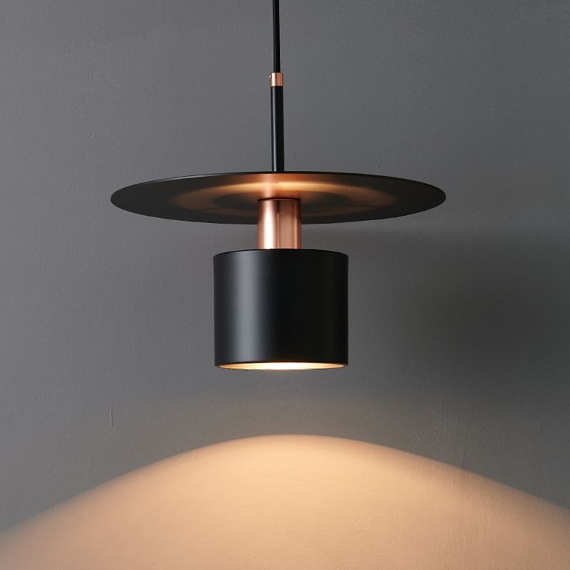 Nordischer Zylinderschatten hängend hängendes Licht, Metall 1-Licht-Hangleuchten für Innenräume