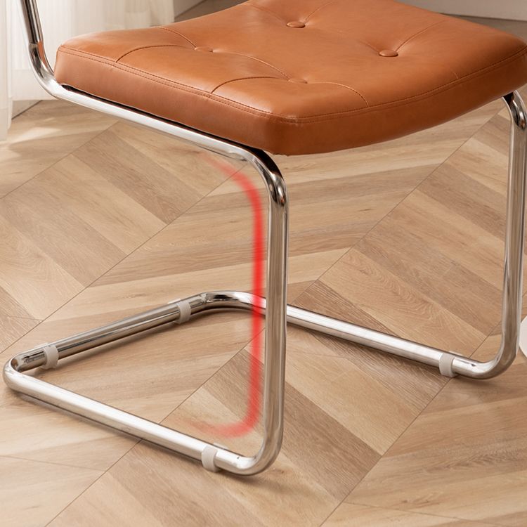 Leather Side Chair Industrial Metal Base Dining Chair for Home Use