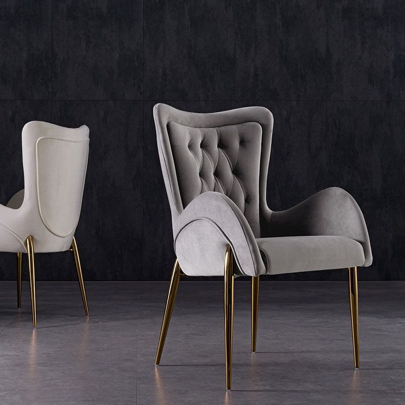 Silla de comedor de metal moderno, sillón lateral de terciopelo para uso en restaurantes