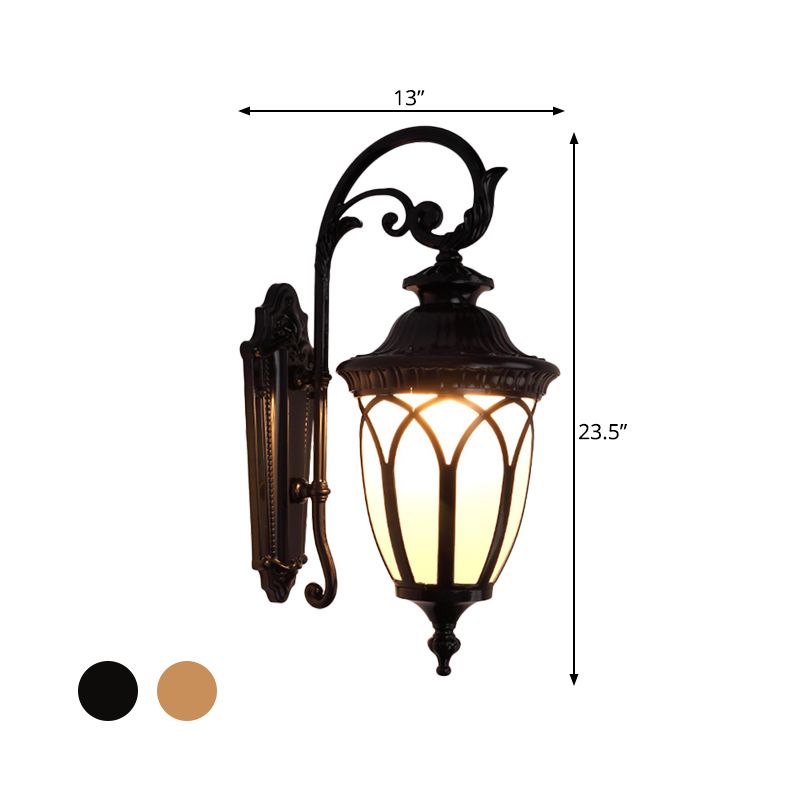 Pavilion Courtyard Wall Lighting Fixture Farmhouse Cream Glass 1-Light Black/Bronze Sconce