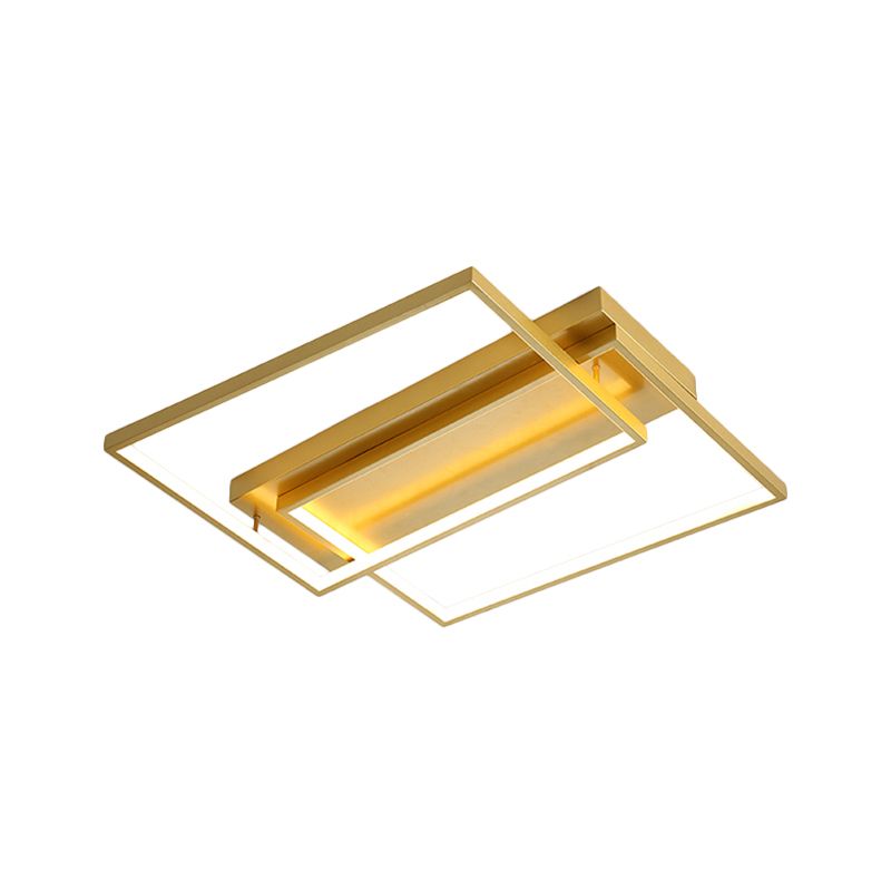 Rectangle Metal Flush Mount Light Fixture Modern 16.5"/20.5" W LED Gold Ceiling Lamp for Bedroom