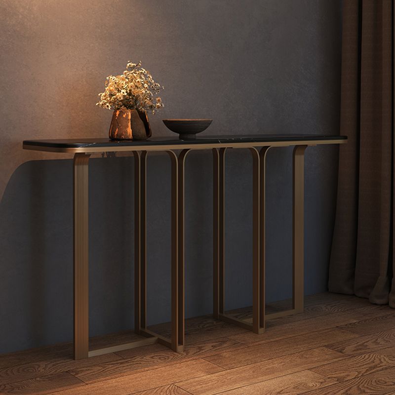 Rectangle Shape Contemporary Console Table White/Black Stone Console Sofa Table