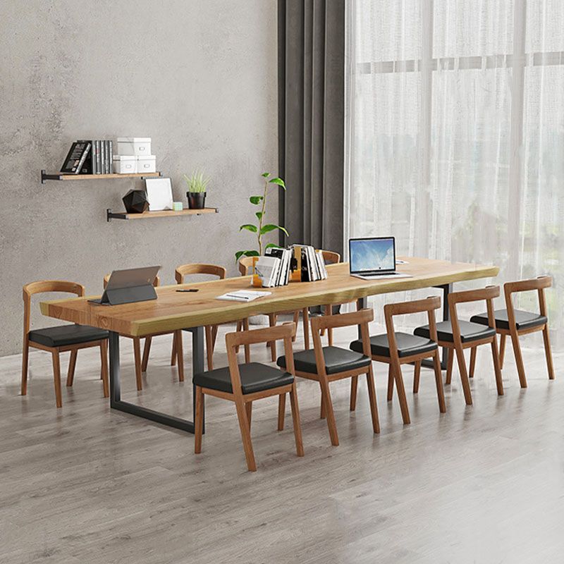 Solid Wood Meeting Table Home Office Free Form Modern Writing Desk