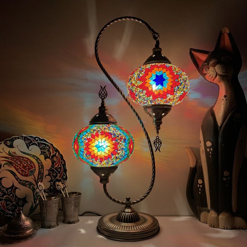 Modern Style Teardrop Shape Table Lighting Glass 2 Light Table Lamp for Bedroom