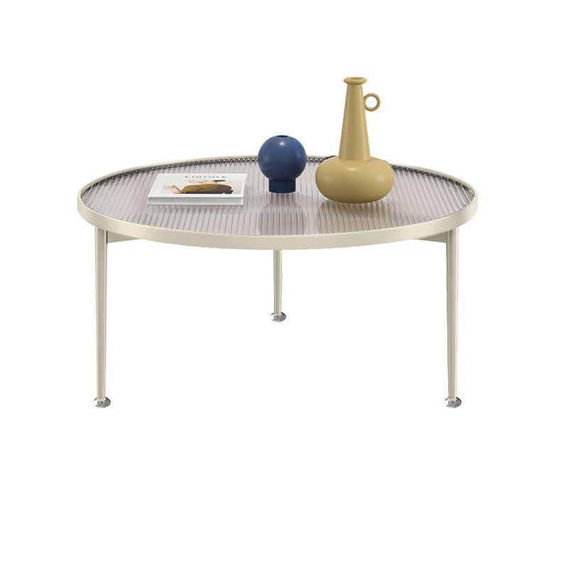 Contemporary Glass-Topped Coffee Table 3 Legs Coffee Cocktail Table