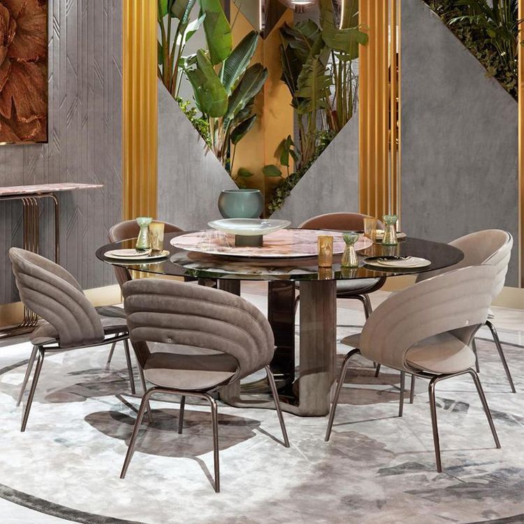 Contemporary Metal and Upholstered Open Back Dining Side Chair