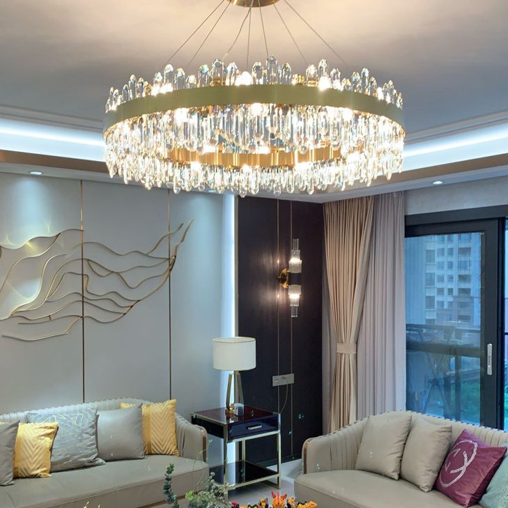Light Luxury Style Round Hanging Pendant Lights Crystal Pendant