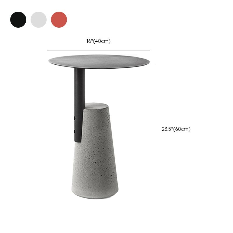 Contemporary Metal Round Side Table Concrete Pedestal End Table