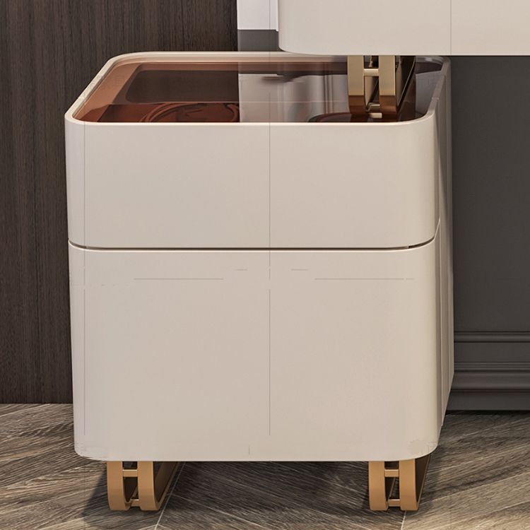 30.7" Height Makeup Table Solid Wood Vanity with Drawers Vanity Stool