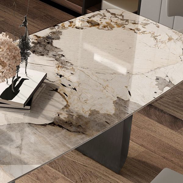 Glam Style Dining Table Set with Beige Chairs 1/3/4/5/6 Pcs Metal Dinette Set for Home