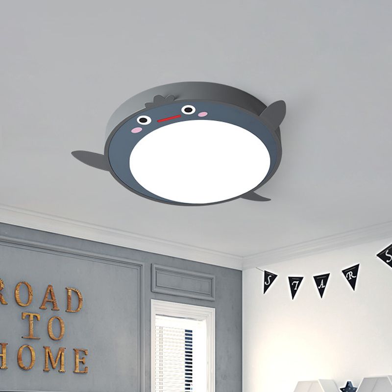 Cartoon Animals Acrylic Flush Light Fixture Led Close to Ceiling Light in Gray for Bedroom