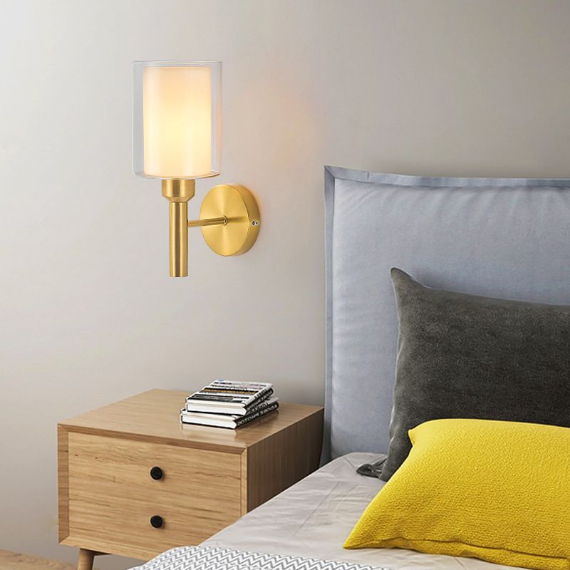 Contemporary Bath Vanity Lighting Glass Shaded Golden Light for Bathroom