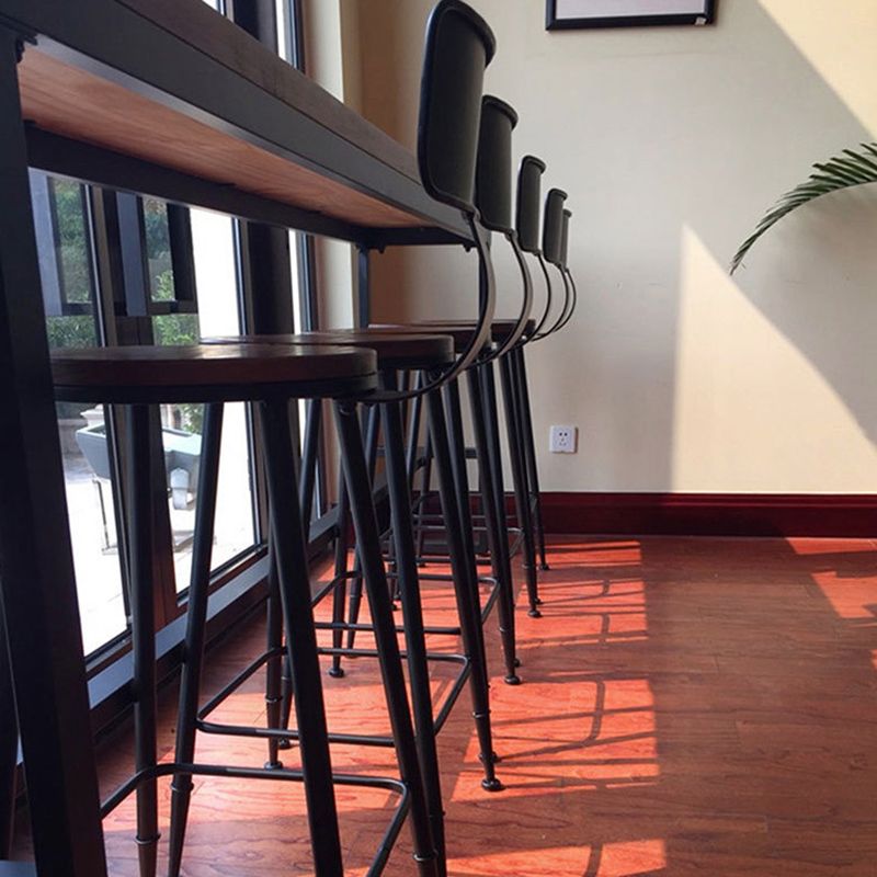 Wood Top Table Industrial Style Bistro Pub Table for Dining Room