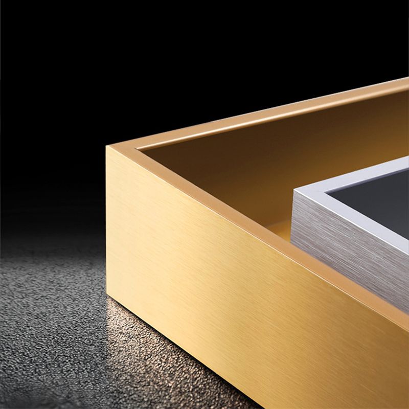 Modern Panel Bed White Faux Leather Standard Bed with Custom Gold Leg