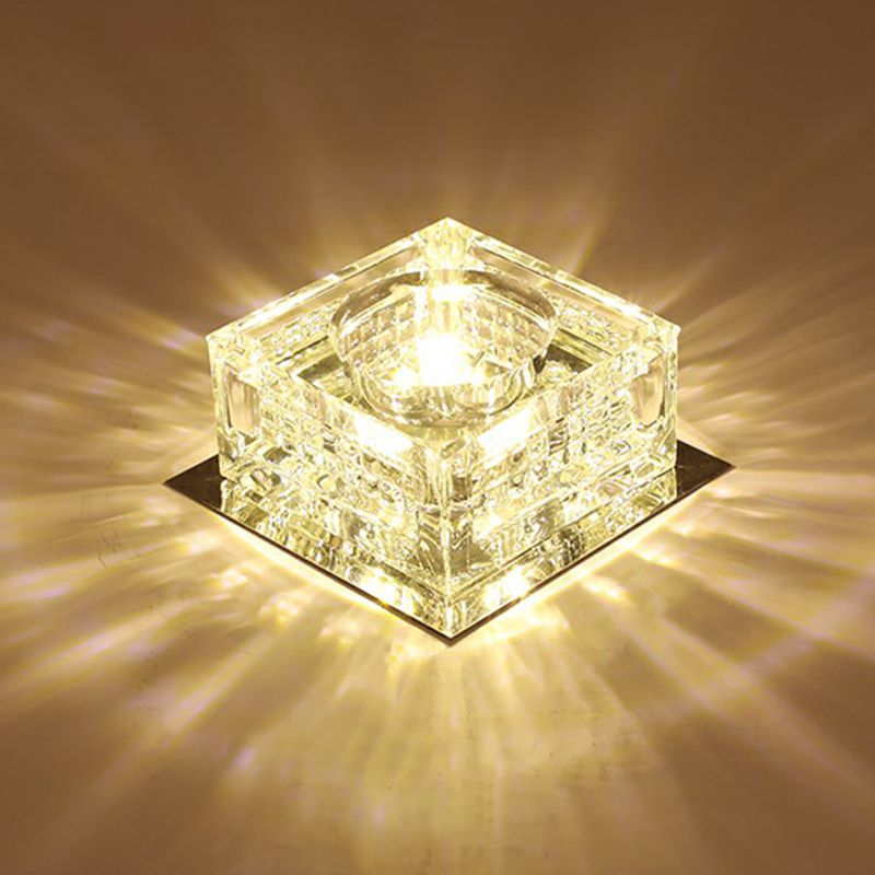 Luz de techo empotrada LED de forma cuadrada moderna, luz de techo empotrada de cristal para pasillo
