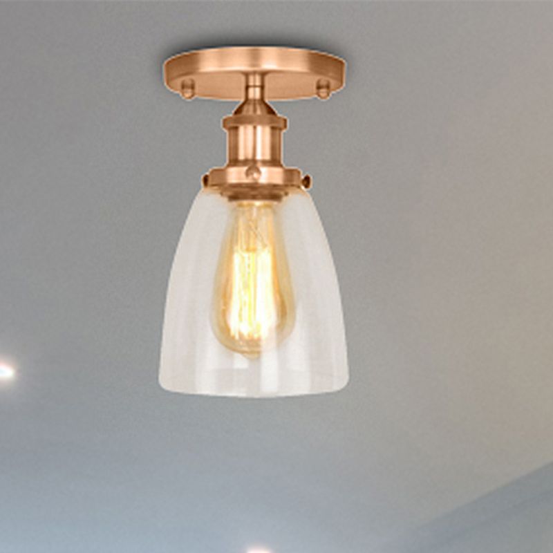 Luminaires de plafond à une ampoule, cône industriel en verre transparent, éclairage semi-encastré en argent/laiton/rouille