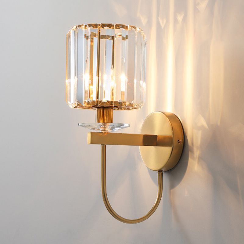Geometric Wall Lighting Modern Crystal 1 Light Wall Sconces in Gold