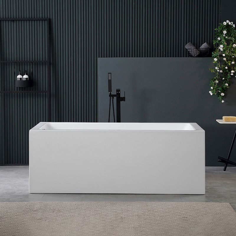 White Acrylic Rectangular Bathtub Soaking Freestanding with Left Drain