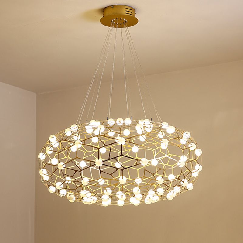 Modern Simplicity Oval Pendant Chandelier Metal Hanging Light Fixture for Coffee Shop