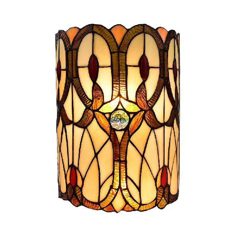 Victorian Style Wall Sconce 1 Light Stained Glass Wall Mount Light in Brown for Bedroom