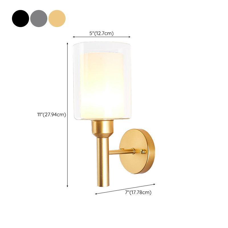 Contemporary Single Bathroom Vanity Light Cylindrical Glass Bath Bar