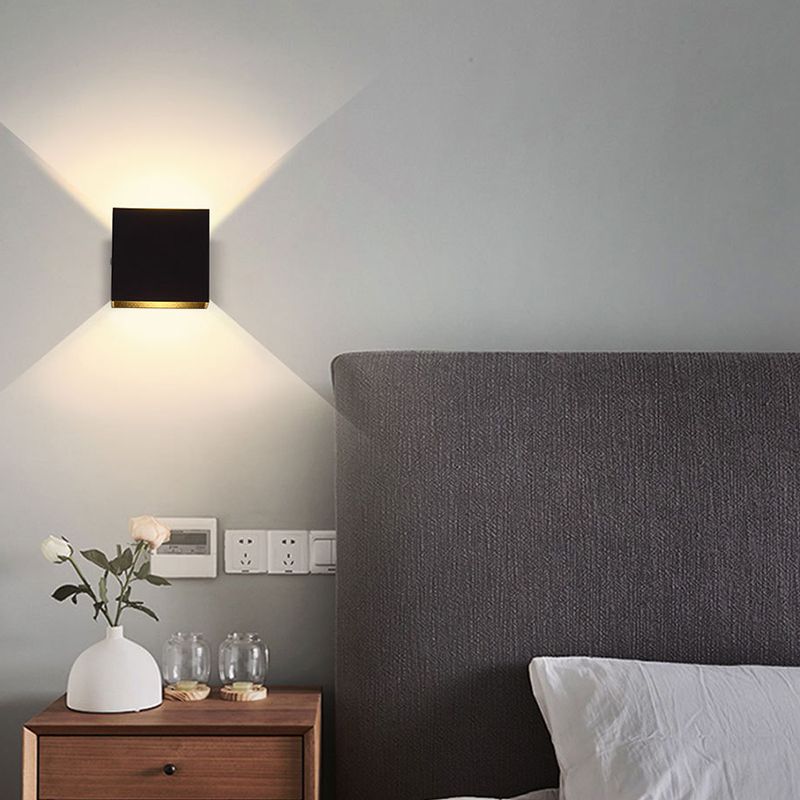 Contemporary Aluminum Wall Light Cube 4" Wide Wall Washer for Living Room