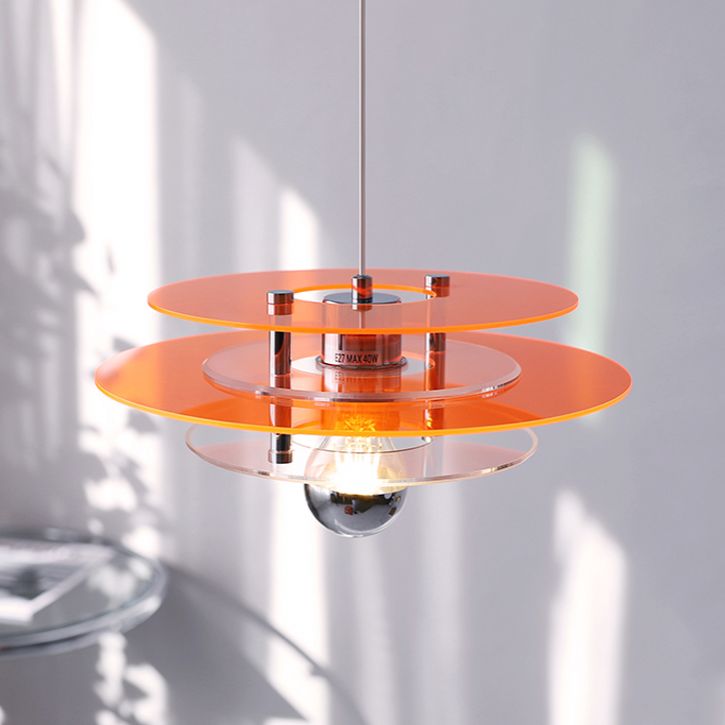 Nordic Style Macaron Pendant Light 1 Light Metal Acrylic Hanging Light for Bedside