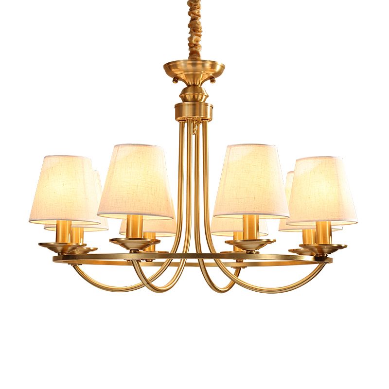 Metal Gold Ceiling Suspension Lamp Tapered Traditional-Style Chandelier Lighting Fixture