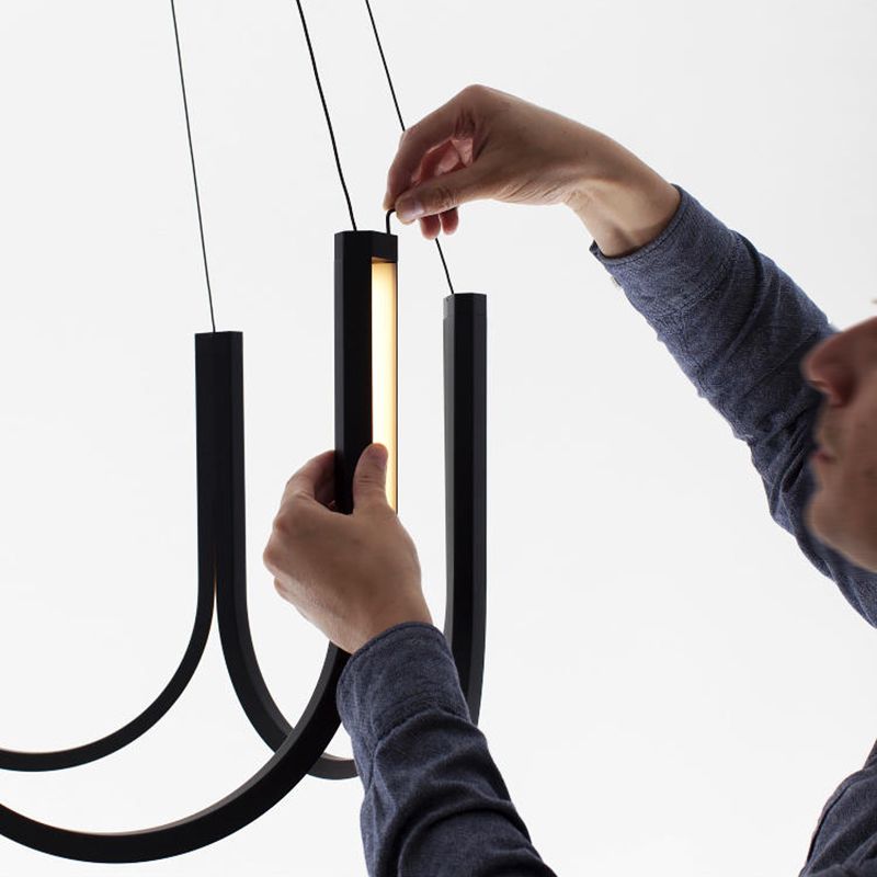 Modern Style Simplicity Line Chandelier Acrylic LED Pendant Light for Living Room