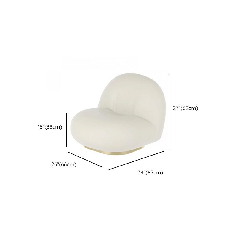 Faux Leather Curved Sofa Glam Simple Irregular Sofa in White of 27.6" H