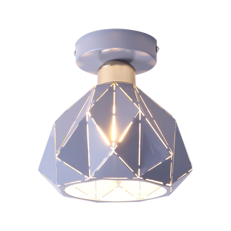 Plafonnier encastré en métal et diamant, style nordique, 1 gris clair/bleu/or, luminaire encastré pour porche