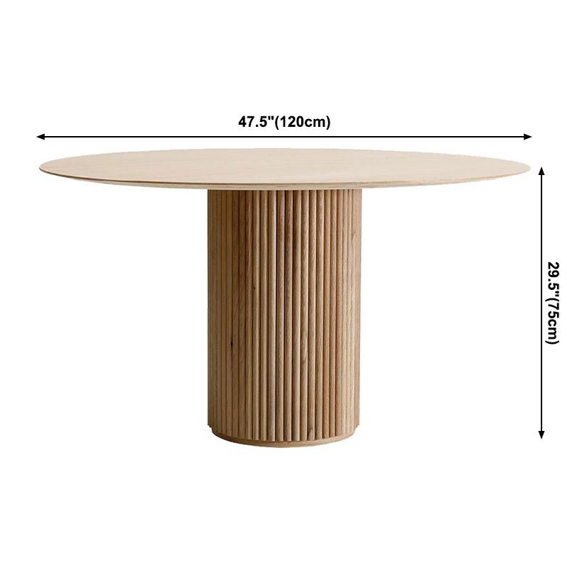 Zeitgenössischer runder Esstisch Kiefer Massivholz Tisch mit Sockelbasis