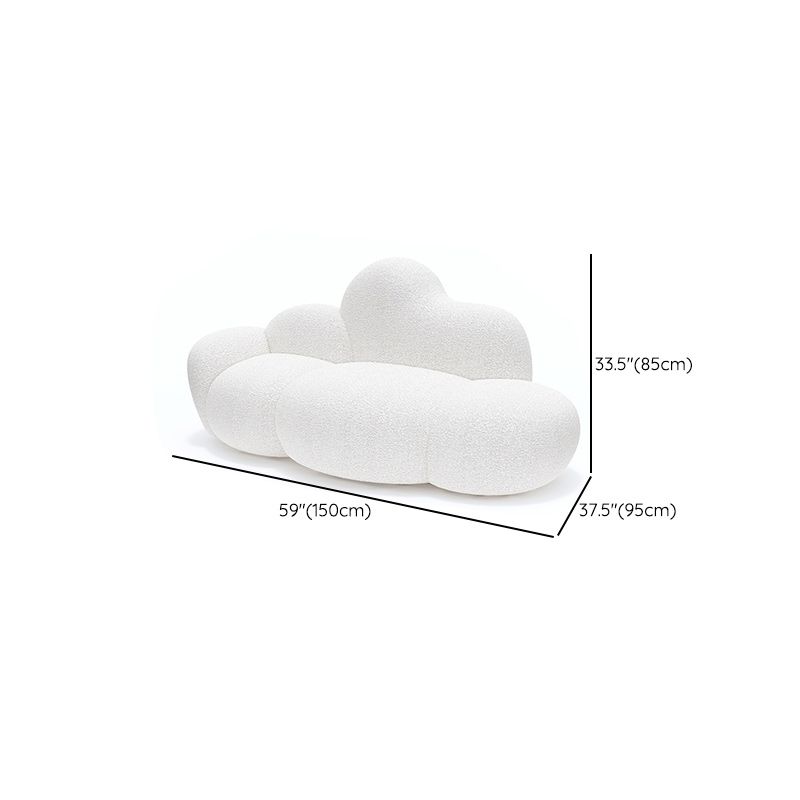 Contemporary White Wool Sofa with Tight Back for Living Room