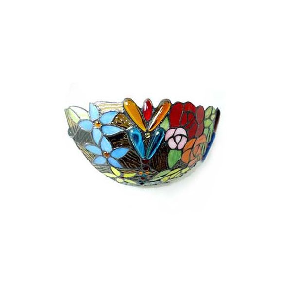 Stained Glass Floral Wall Lighting Rustic Tiffany 2 Lights Art Deco Wall Mount Light for Bedroom