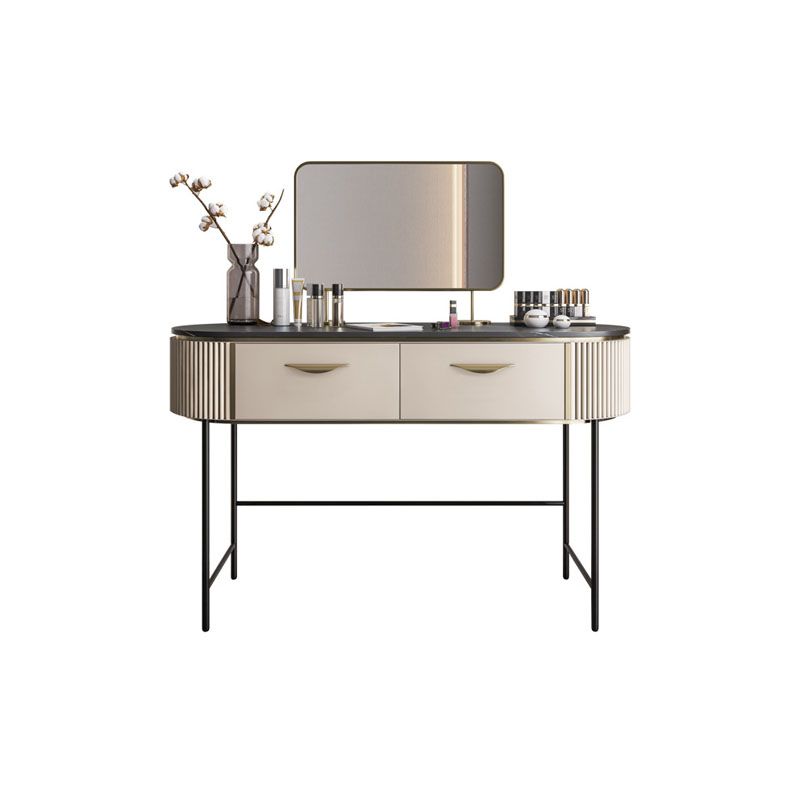 Contemporary Bedroom with Makeup Table and Stool Double Drawers Make-up Vanity