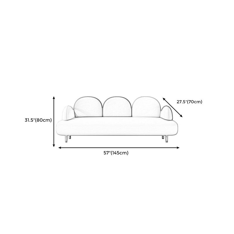 Modern Faux Leather Sofa Metal Gold Legs Recessed Arm Curved Sofa
