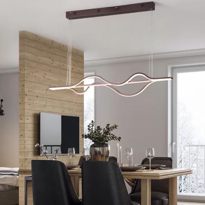 Vague grande cuisine pendante lumières aluminium moderne simplicité île île lustre lumières pour restaurant