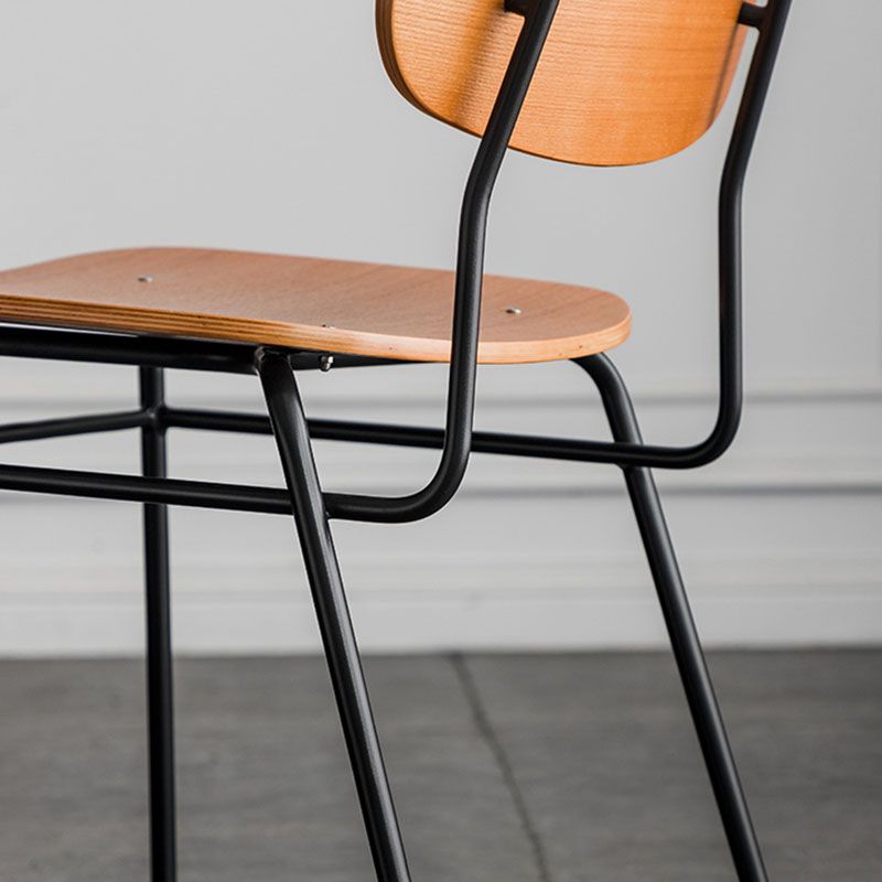 Sillas de comedor sin brazos con respaldo abierto de estilo industrial, sillas de comedor de madera para el hogar