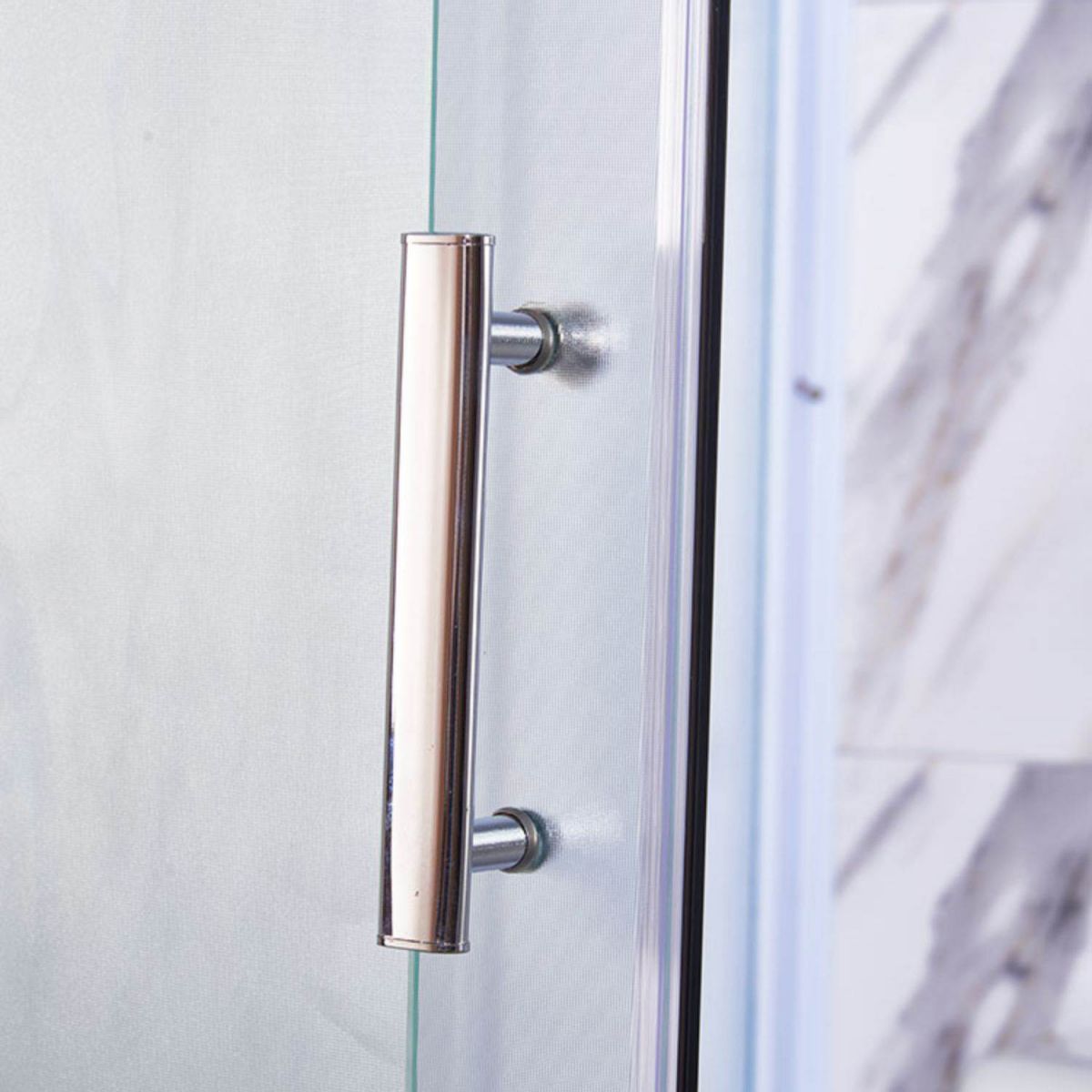Framed White Shower Kit Corner Rectangle Frosted Shower Stall