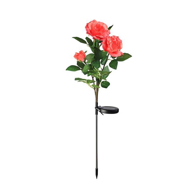 Rose Bouquet Pathway LED Lawn Lighting Plastic 3 Bulbs Decorative Solar Stake Light