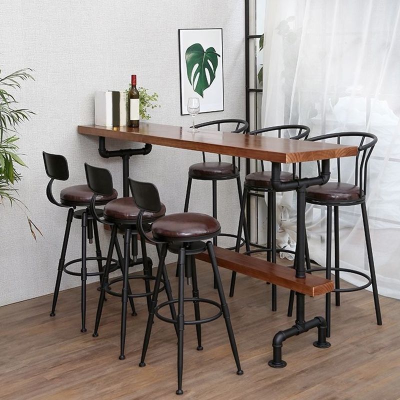 Industrial Solid Wood Bar Table Rectangle Bistro Dining Table