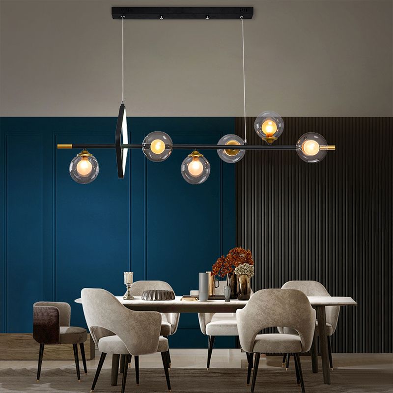 Sala da pranzo molecolare isola a sospensione doppia vetro modernismo kit lampada sospesa con telaio metallico