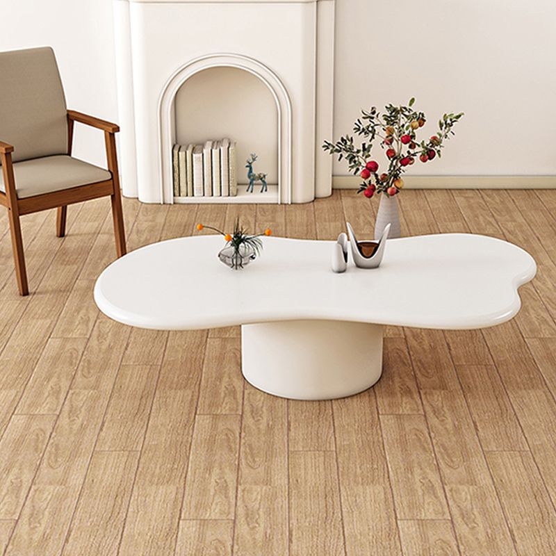 Modern Wood Pedestal Cocktail Table Free Form Coffee Table - White