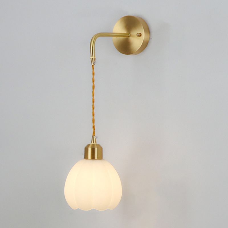 Nordic Style Wall Light Bell Shape Wall Lamp with Glass Shade for Bedroom